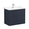 VitrA Root Groove Washbasin Unit with 2 Drawers in Matt Dark Blue (80cm)